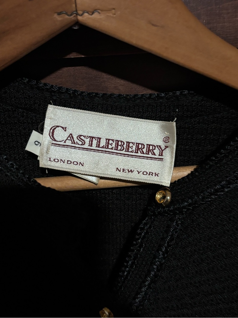 Castlebury Black Ribbed Button-Front Cardigan - Picture 2 of 6